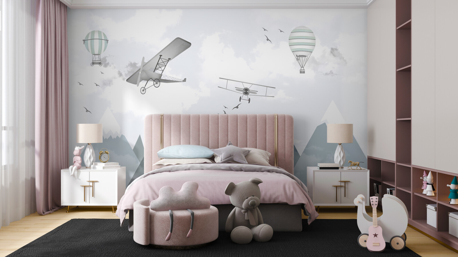 Fotobehang vliegtuigen en helikopters vliegen over bergtoppen