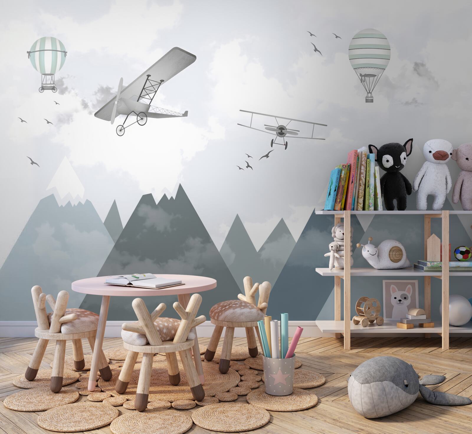 Fotobehang vliegtuigen en helikopters vliegen over bergtoppen