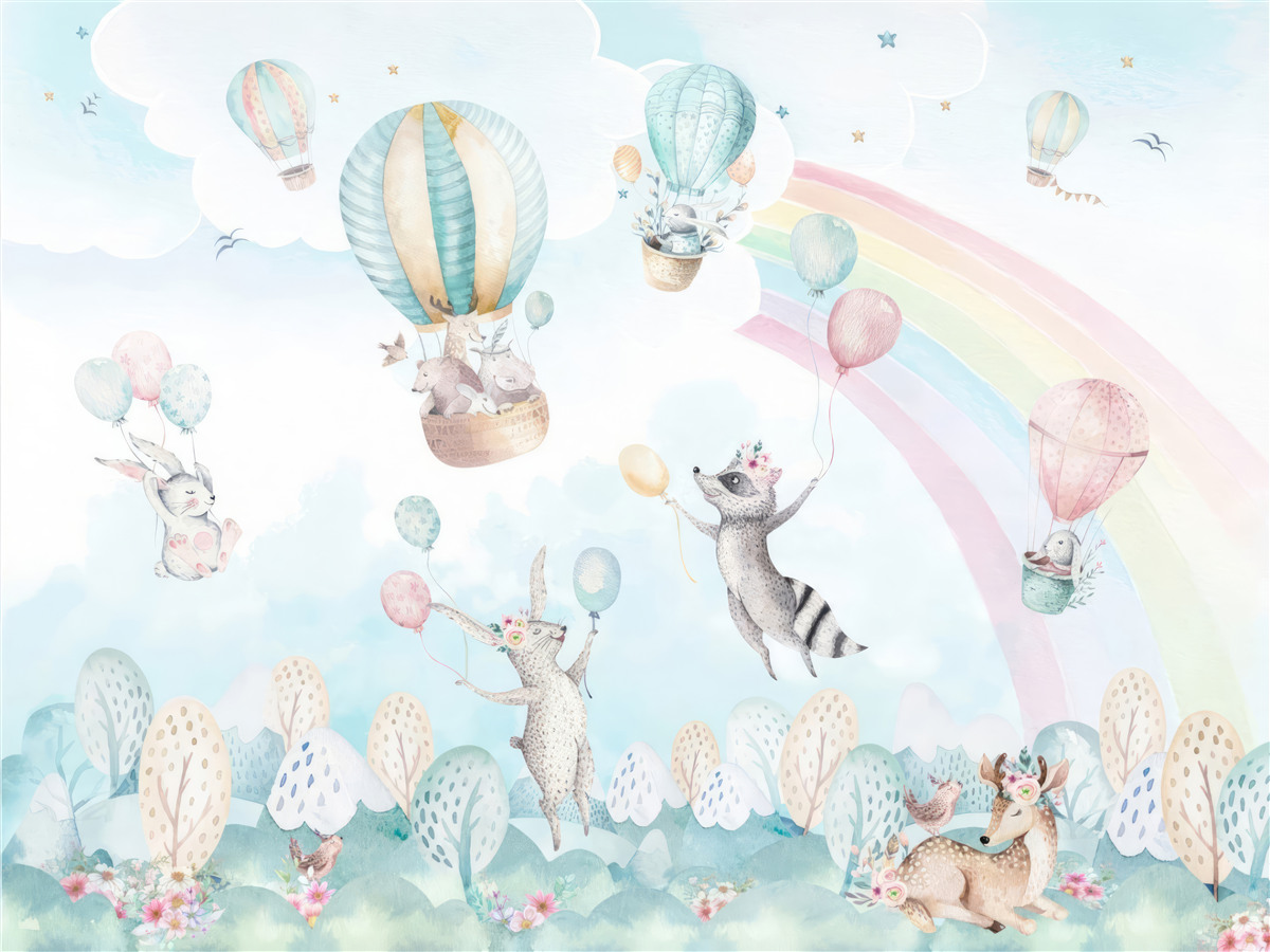 Fotobehang dieren spelen met ballen en vliegen