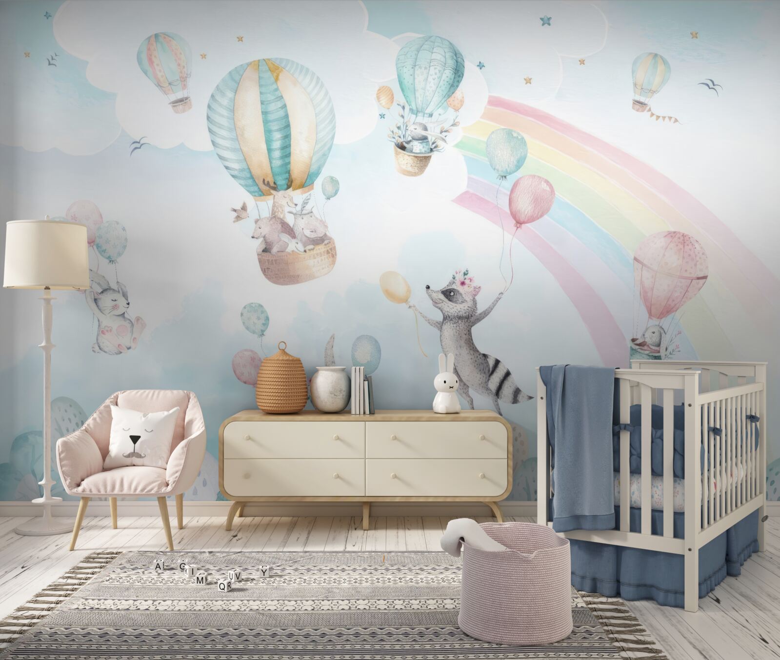 Fotobehang dieren spelen met ballen en vliegen