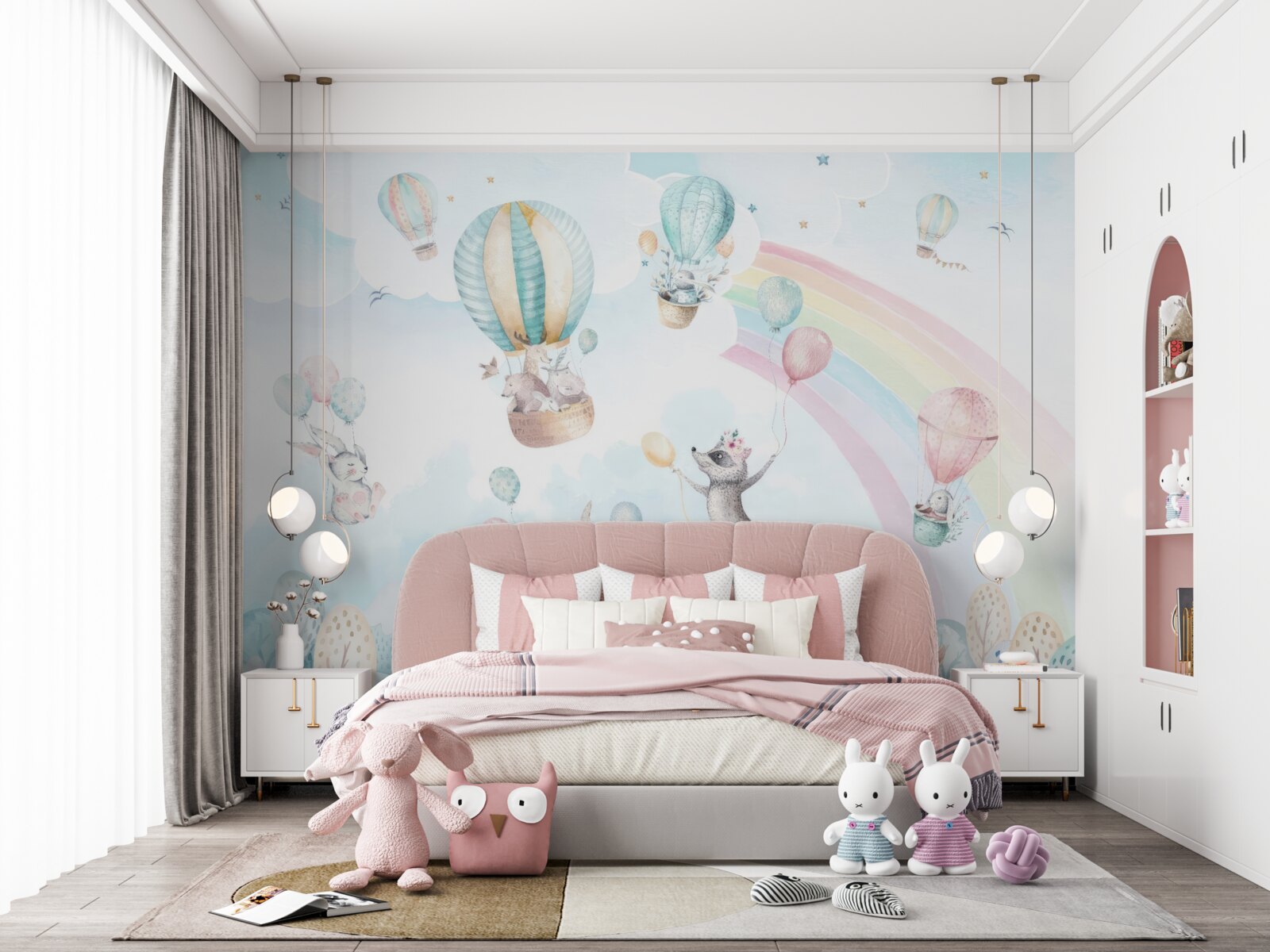 Fotobehang dieren spelen met ballen en vliegen