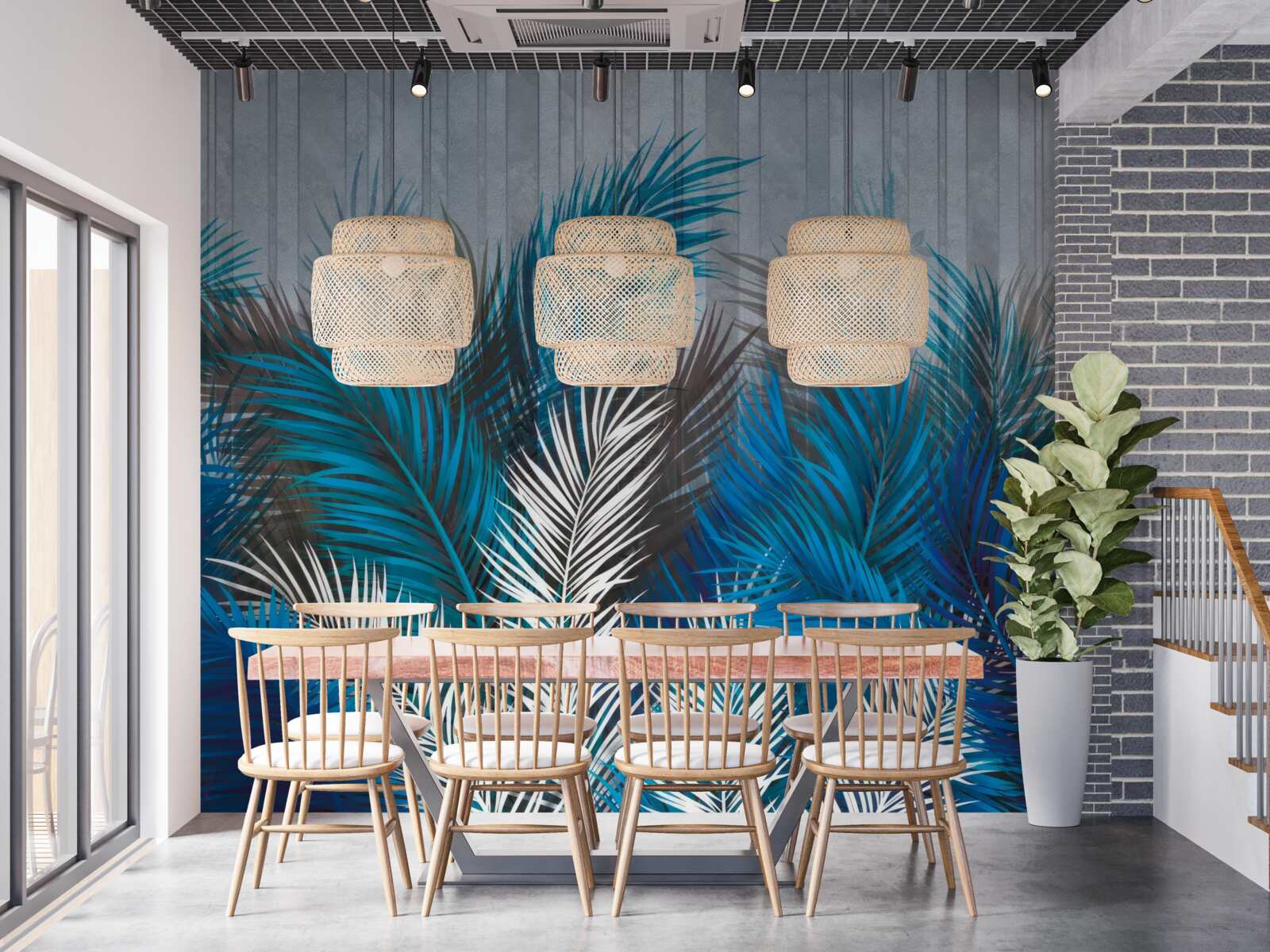 Fotobehang varenbladeren in verschillende kleuren