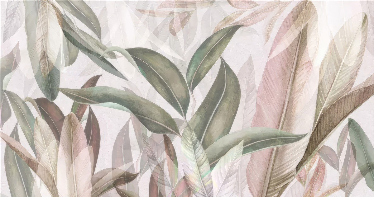 Fotobehang bladeren van verschillende vormen en soorten op de foto