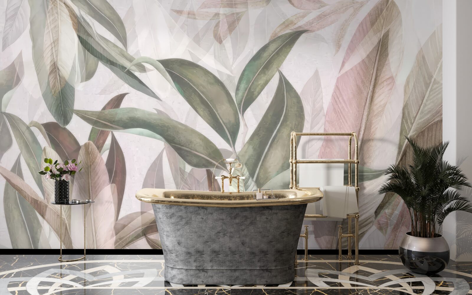 Fotobehang bladeren van verschillende vormen en soorten op de foto