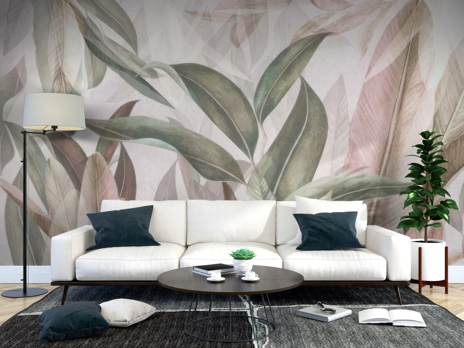 Fotobehang bladeren van verschillende vormen en soorten op de foto