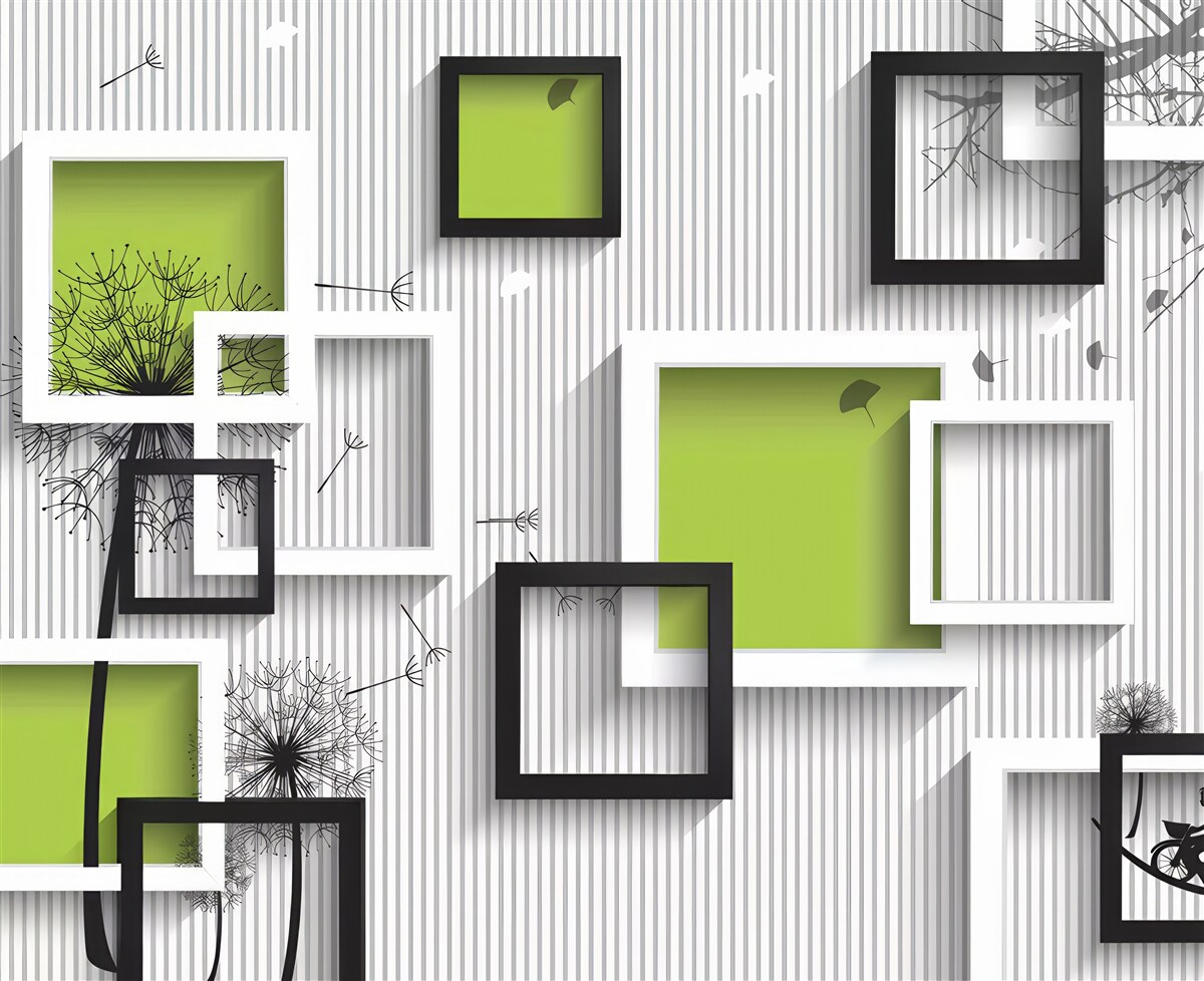 Fotobehang de kaders zijn zwart en wit