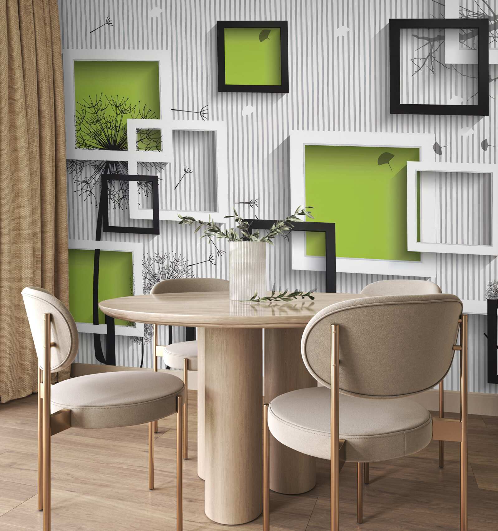 Fotobehang de kaders zijn zwart en wit