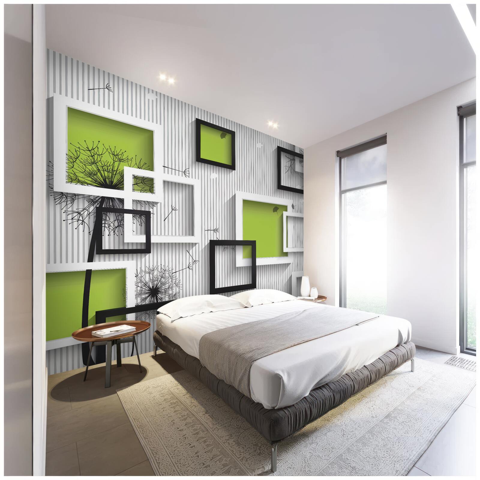 Fotobehang de kaders zijn zwart en wit