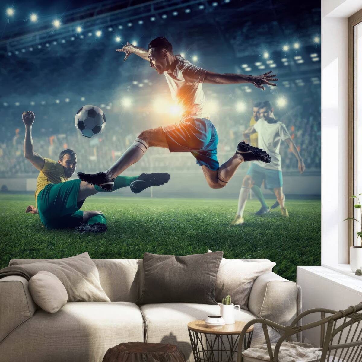 Fotobehang voetbalwedstrijd