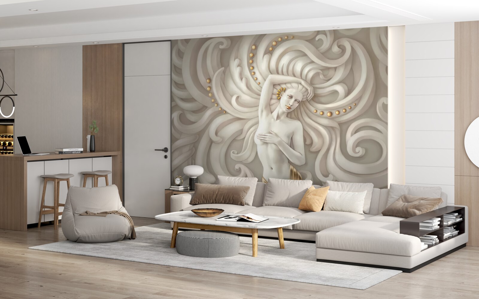 Fotobehang naakt meisje met bleke huid