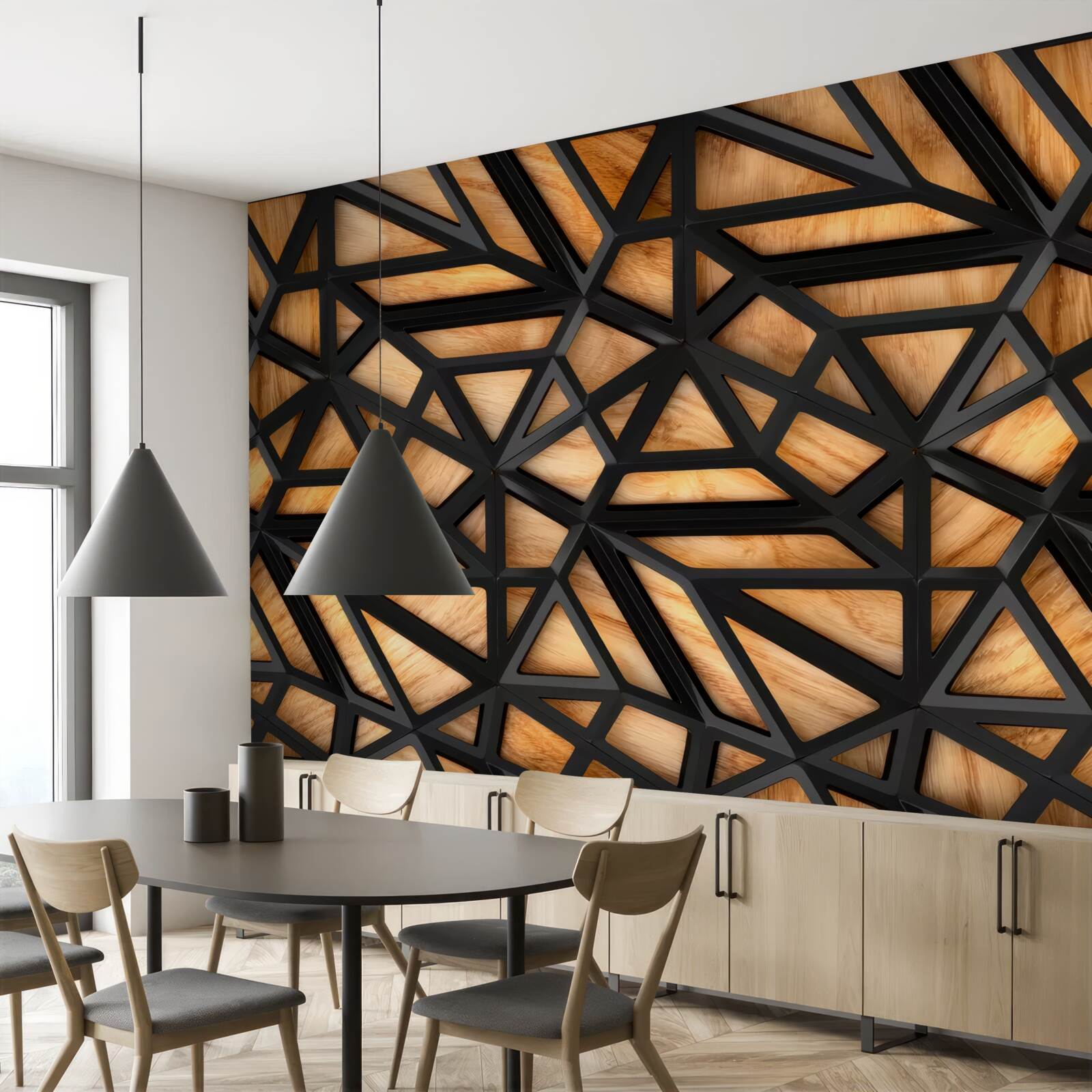 Fotobehang donkere lijnen op een bruine achtergrond