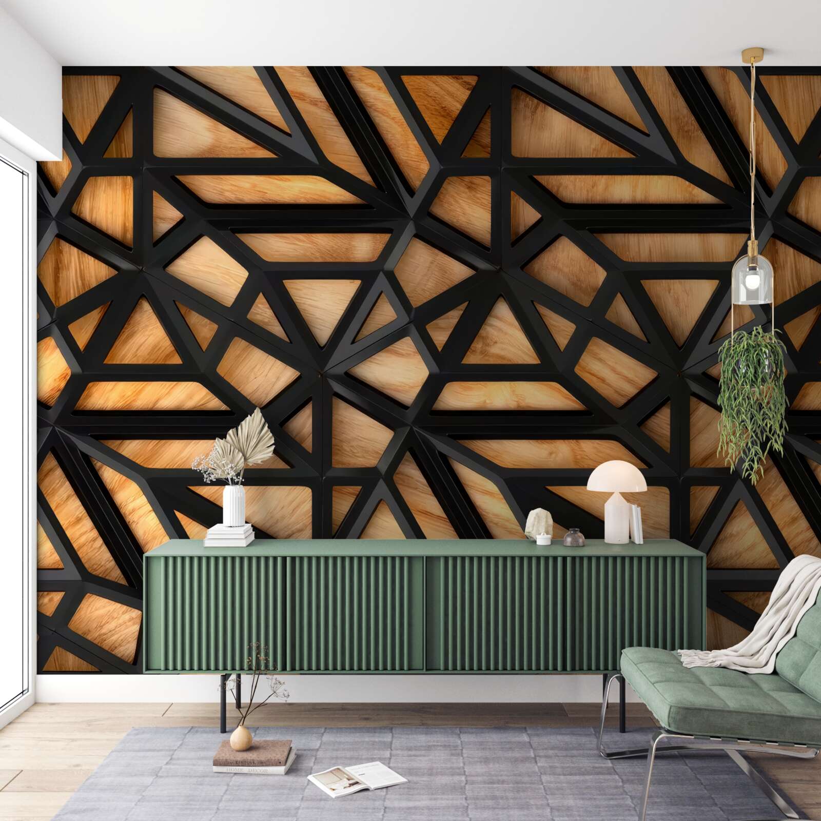 Fotobehang donkere lijnen op een bruine achtergrond