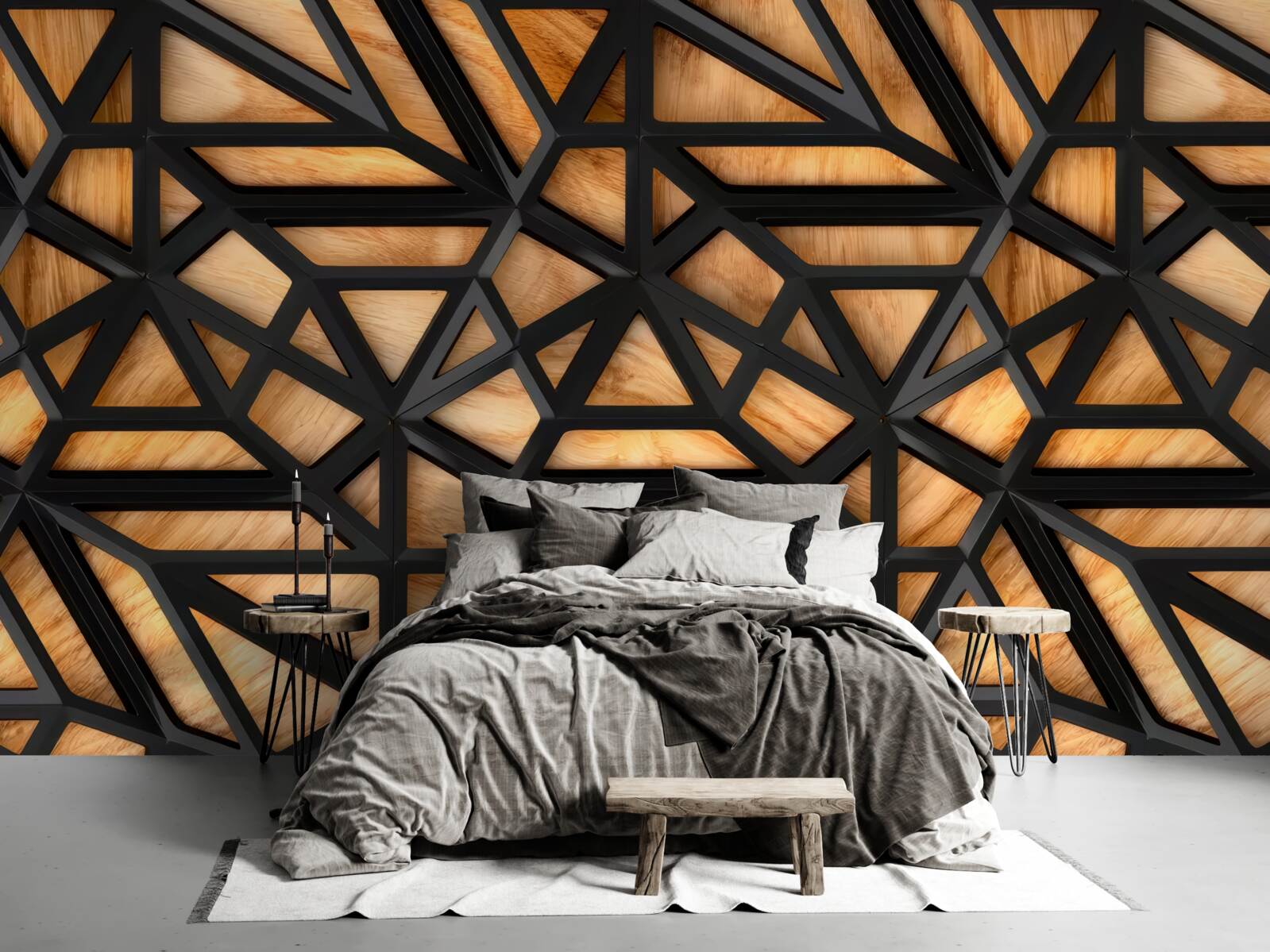 Fotobehang donkere lijnen op een bruine achtergrond