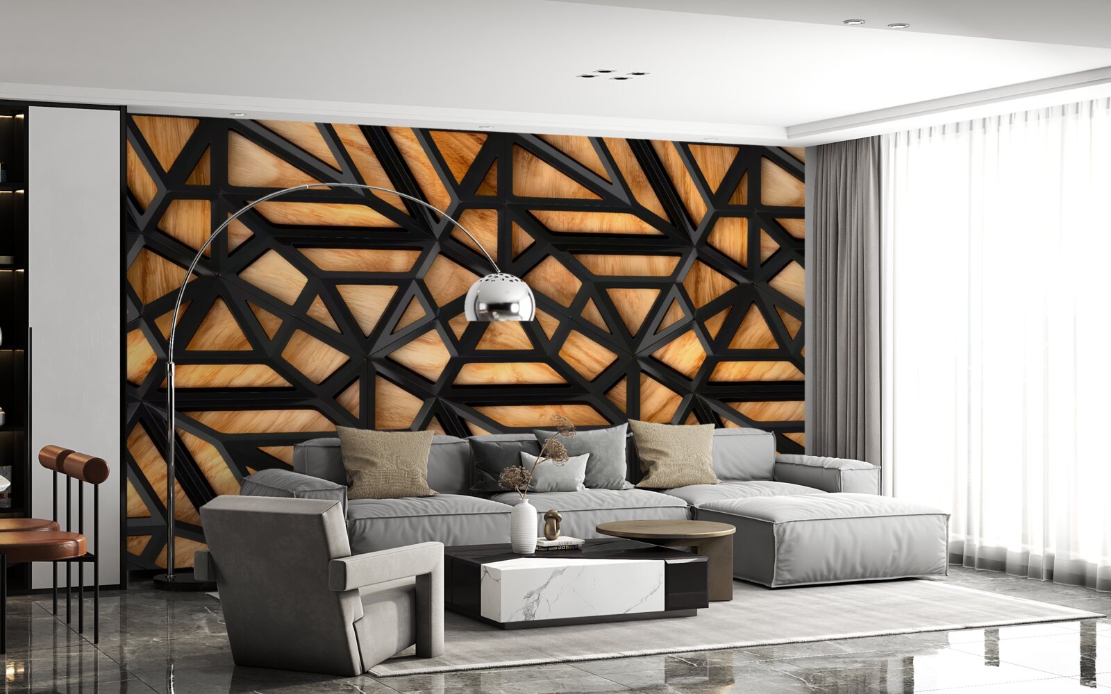 Fotobehang donkere lijnen op een bruine achtergrond