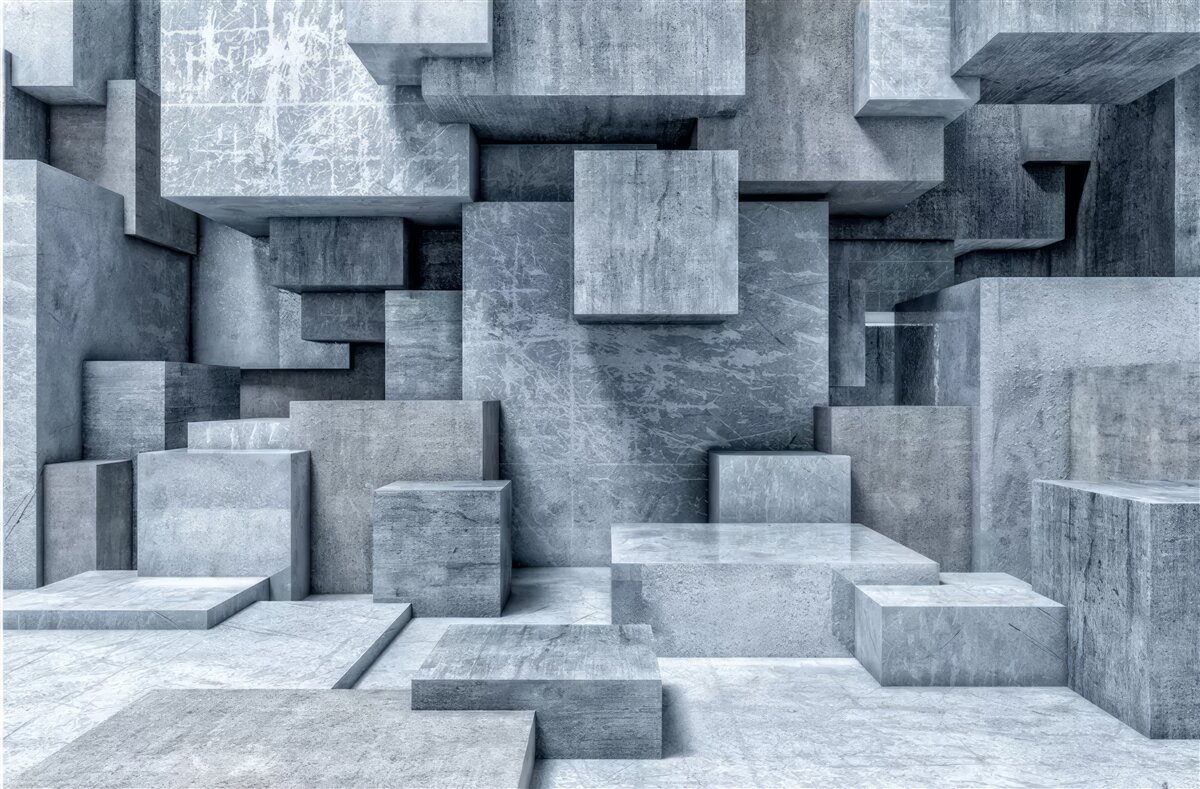 Fotobehang driedimensionale grijze kubussen