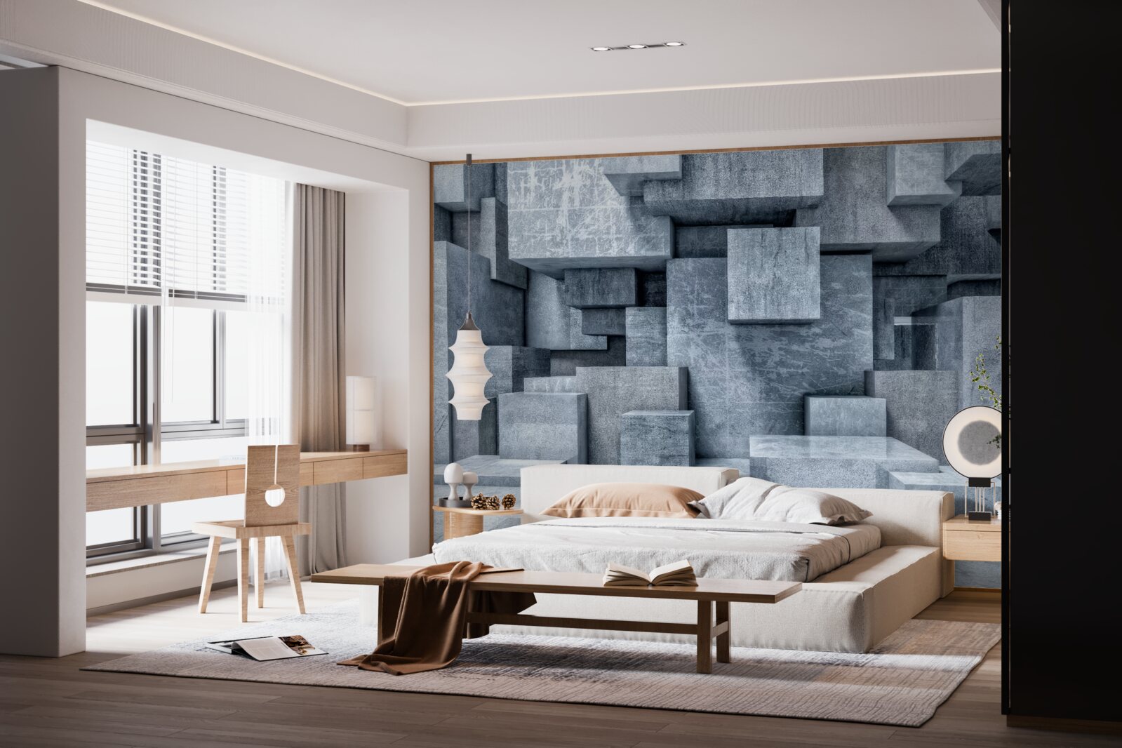 Fotobehang driedimensionale grijze kubussen