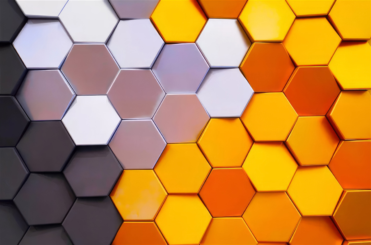 Fotobehang veelkleurige zeshoekige vormen