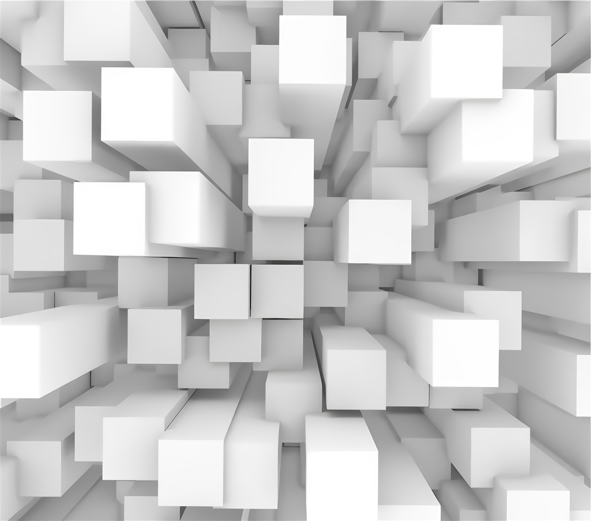 Fotobehang driedimensionale witte parallellepipeda