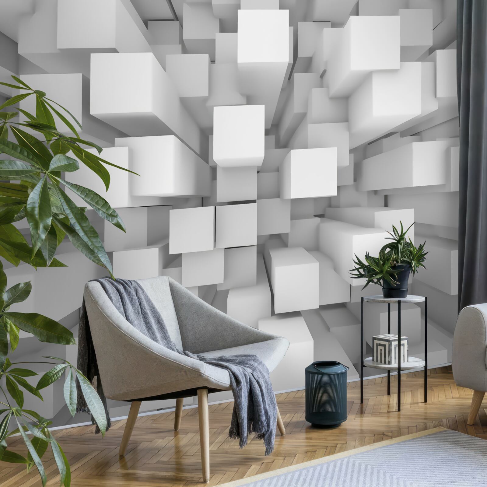 Fotobehang driedimensionale witte parallellepipeda