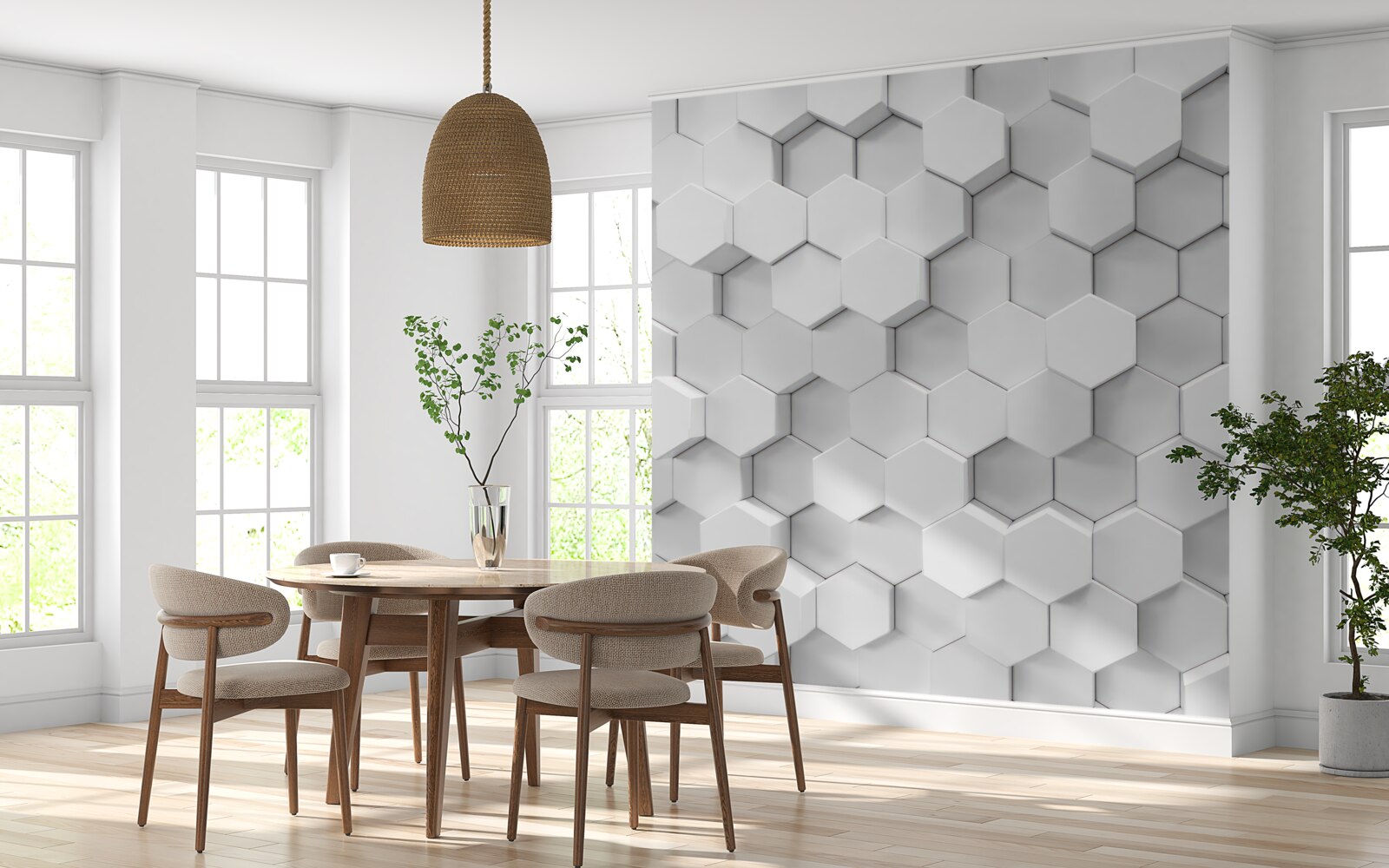 Fotobehang veel witte zeshoeken