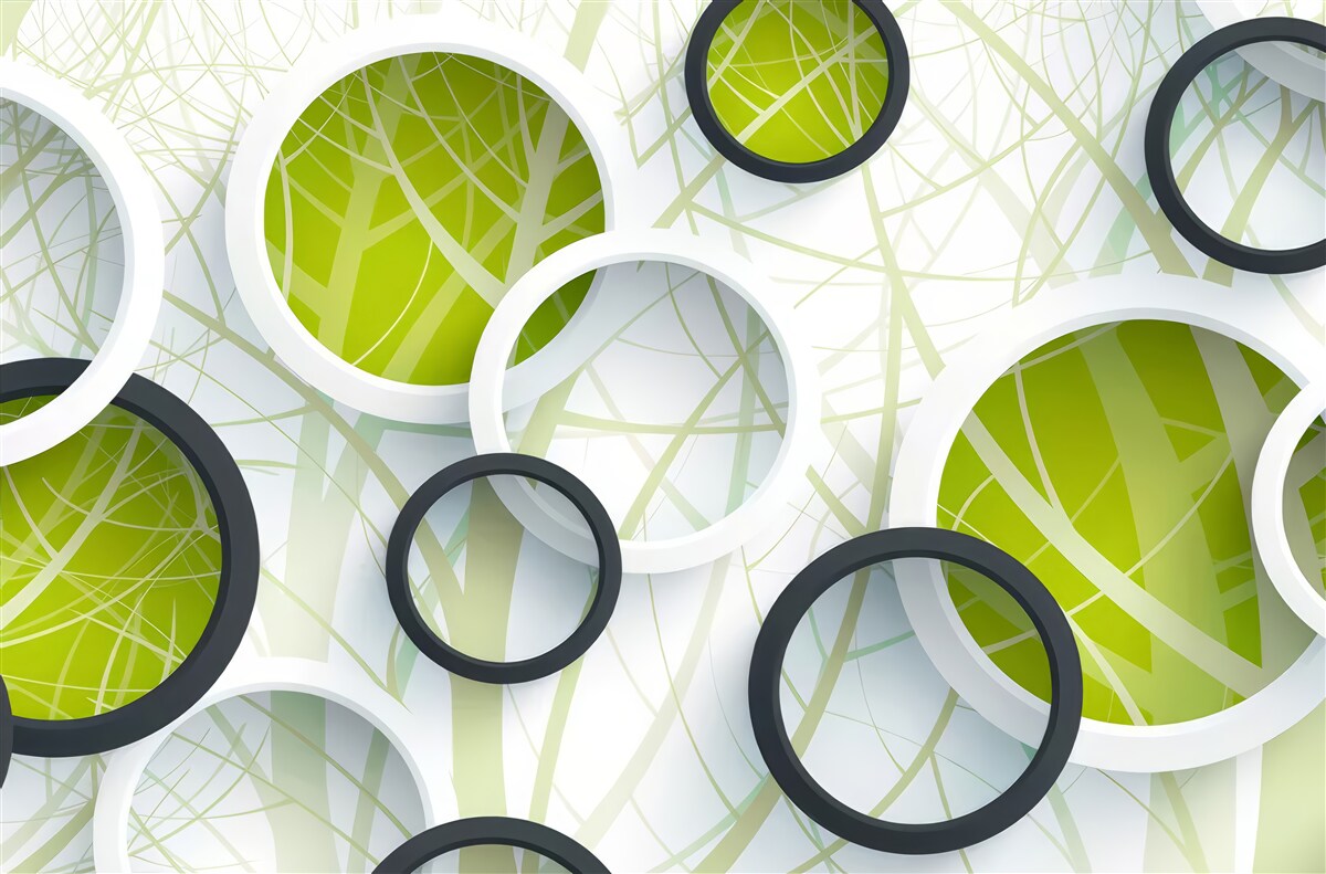 Fotobehang achtergrond bestaande uit grote zwarte en witte cirkels