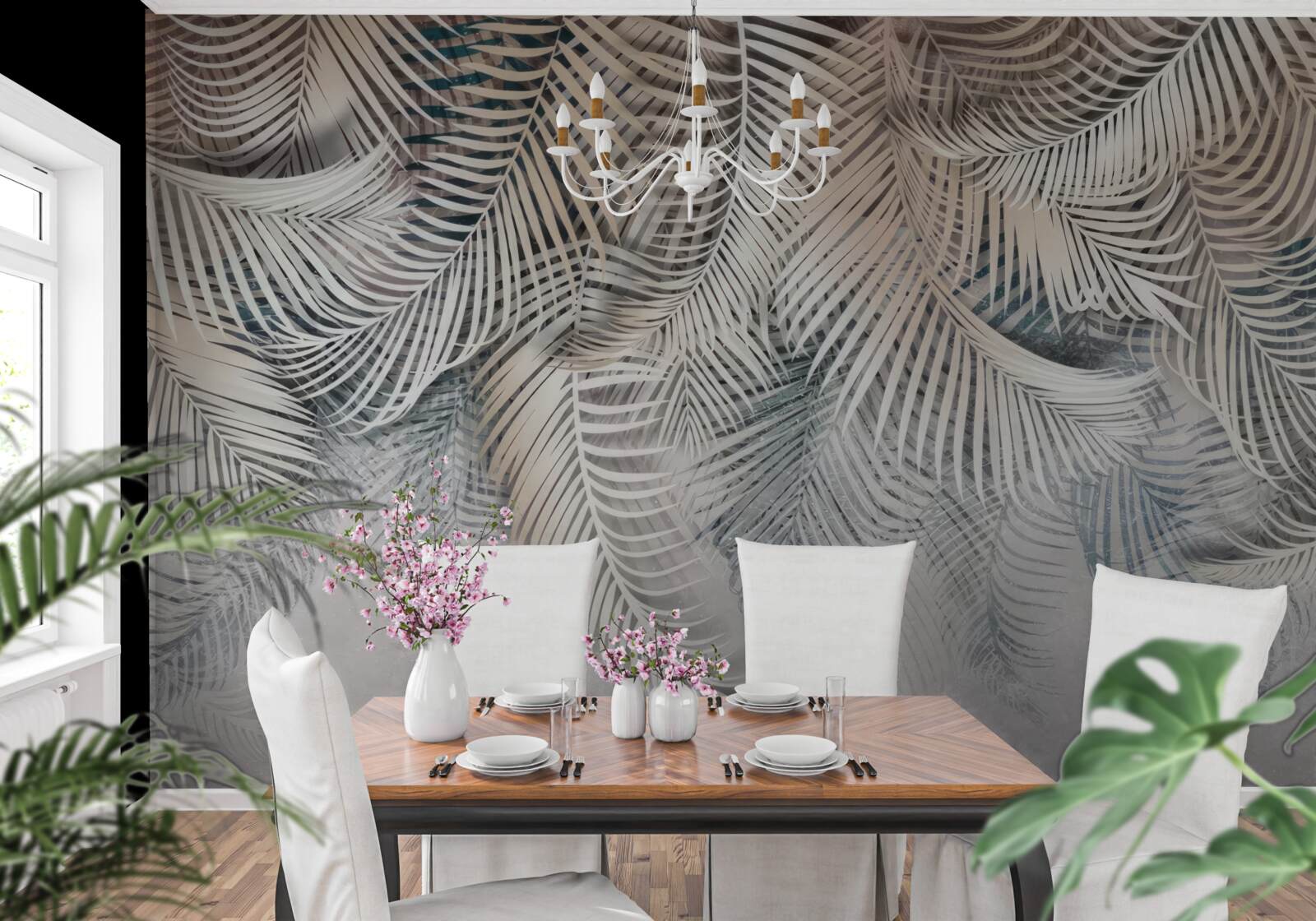 Fotobehang varenbladeren zijn licht en bruin