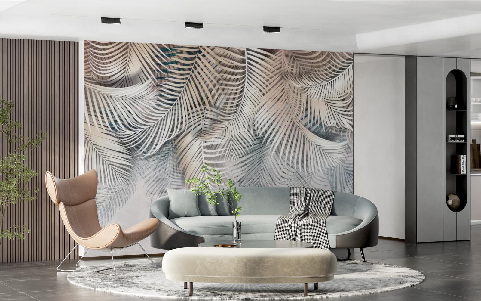 Fotobehang varenbladeren zijn licht en bruin