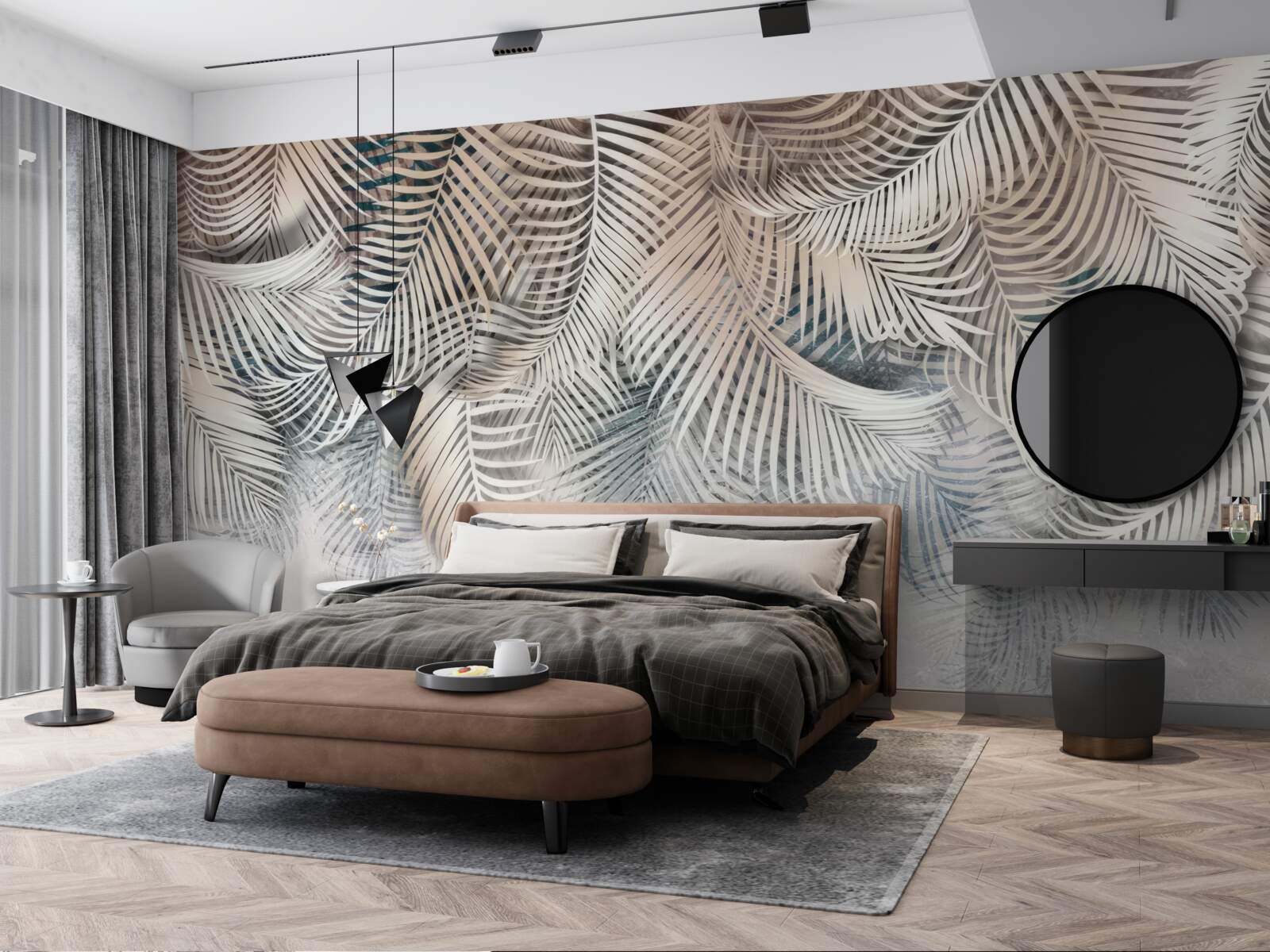 Fotobehang varenbladeren zijn licht en bruin