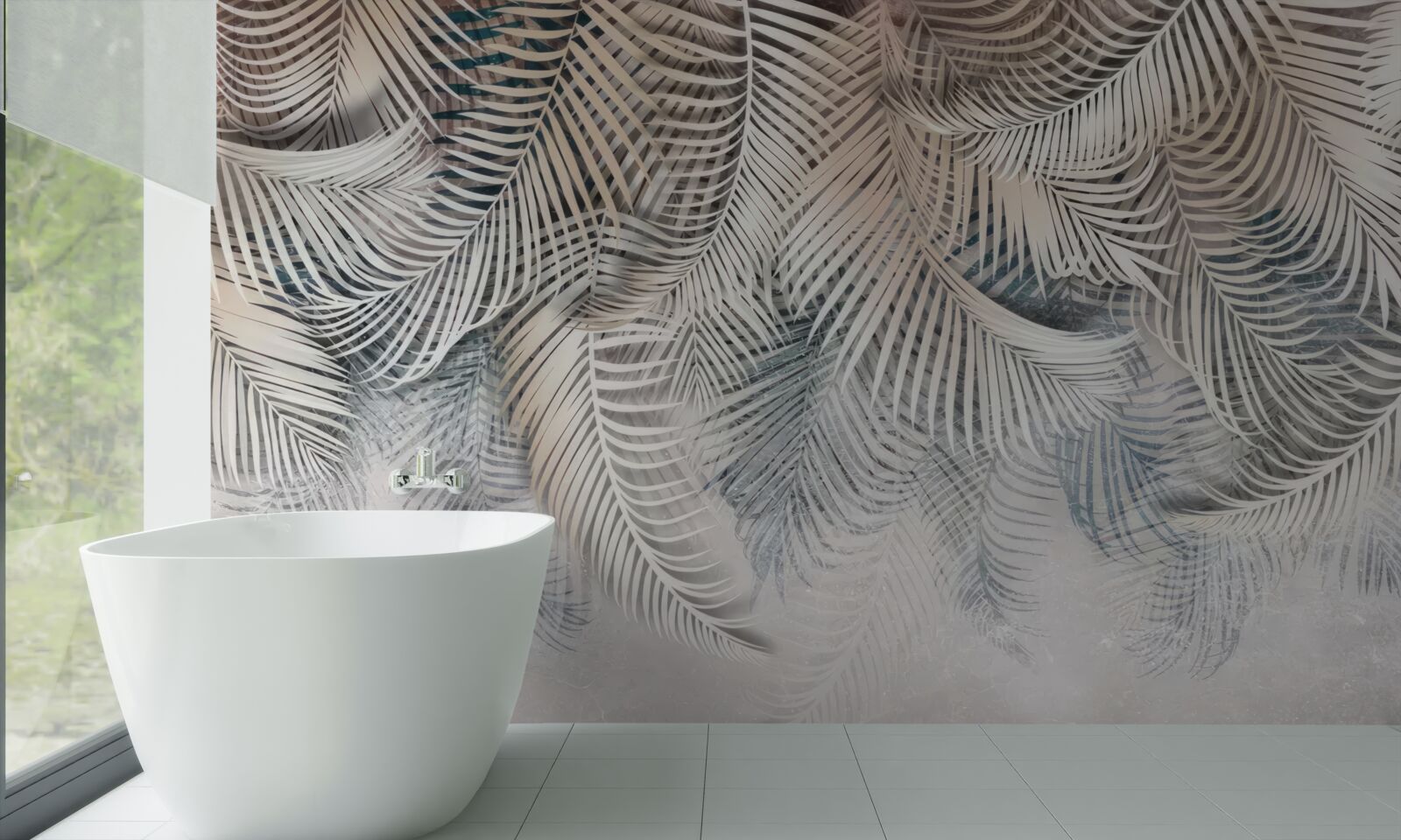 Fotobehang varenbladeren zijn licht en bruin