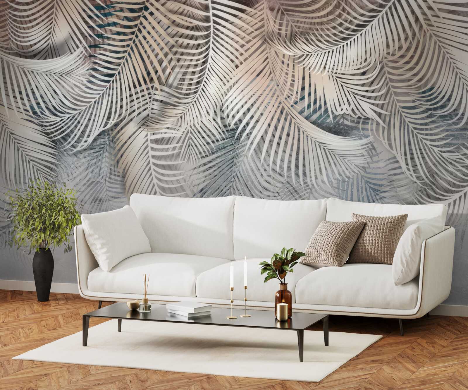 Fotobehang varenbladeren zijn licht en bruin