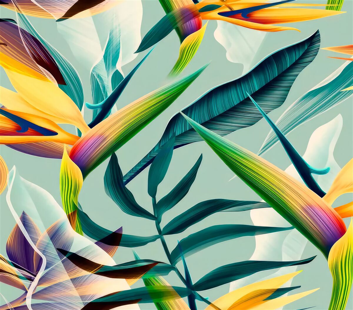 Fotobehang close-up van planten in verschillende kleuren