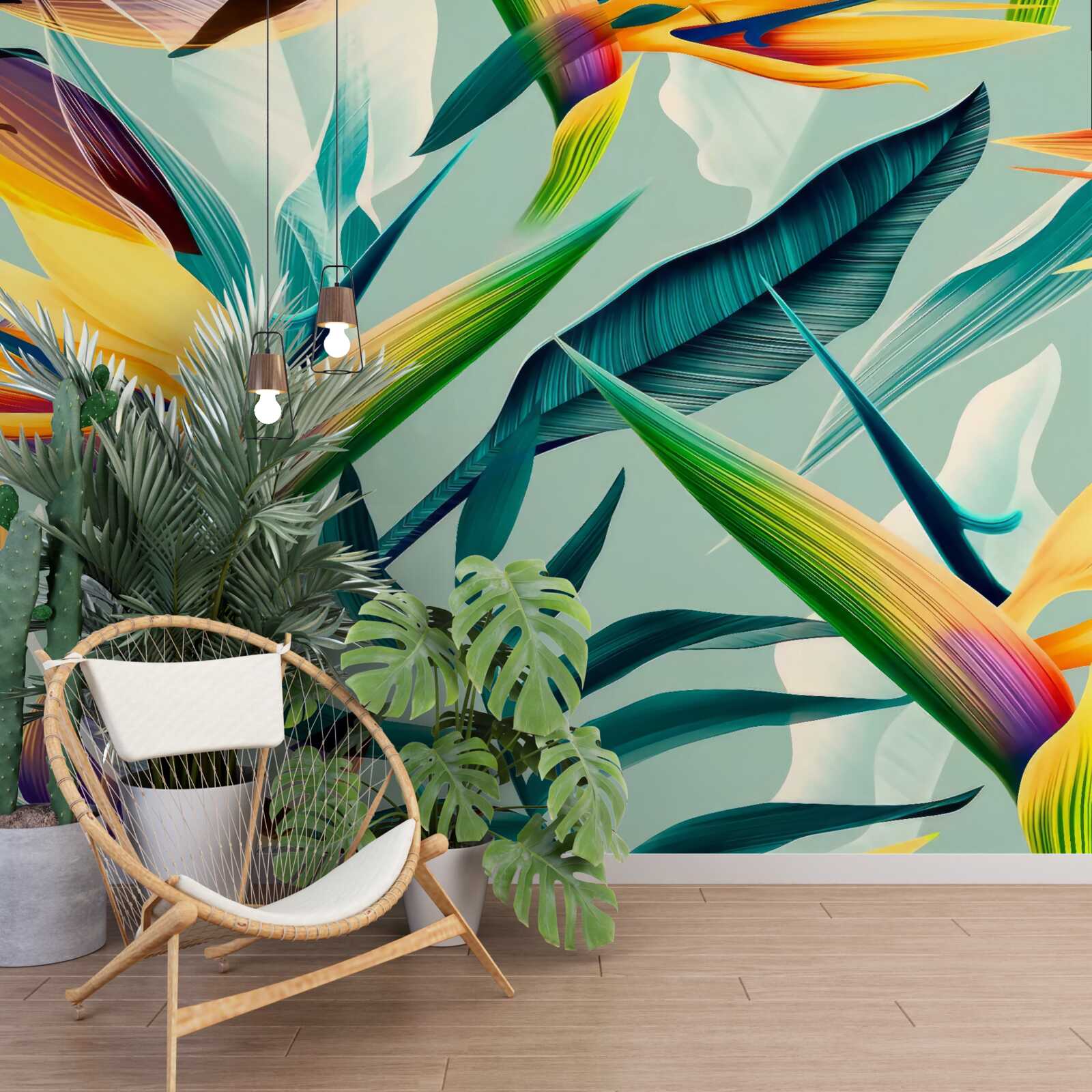 Fotobehang close-up van planten in verschillende kleuren