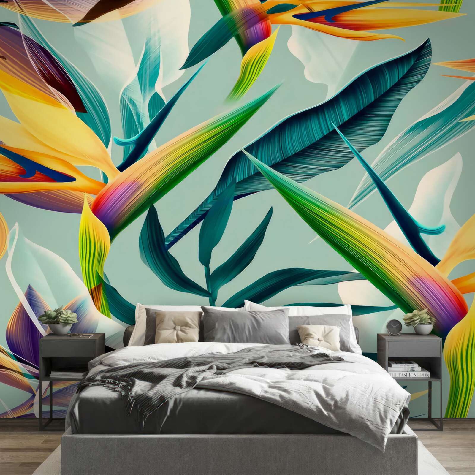 Fotobehang close-up van planten in verschillende kleuren