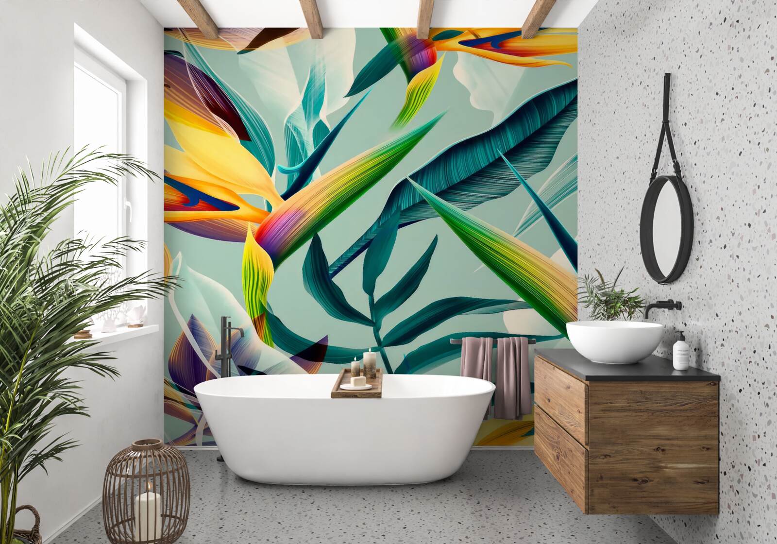 Fotobehang close-up van planten in verschillende kleuren