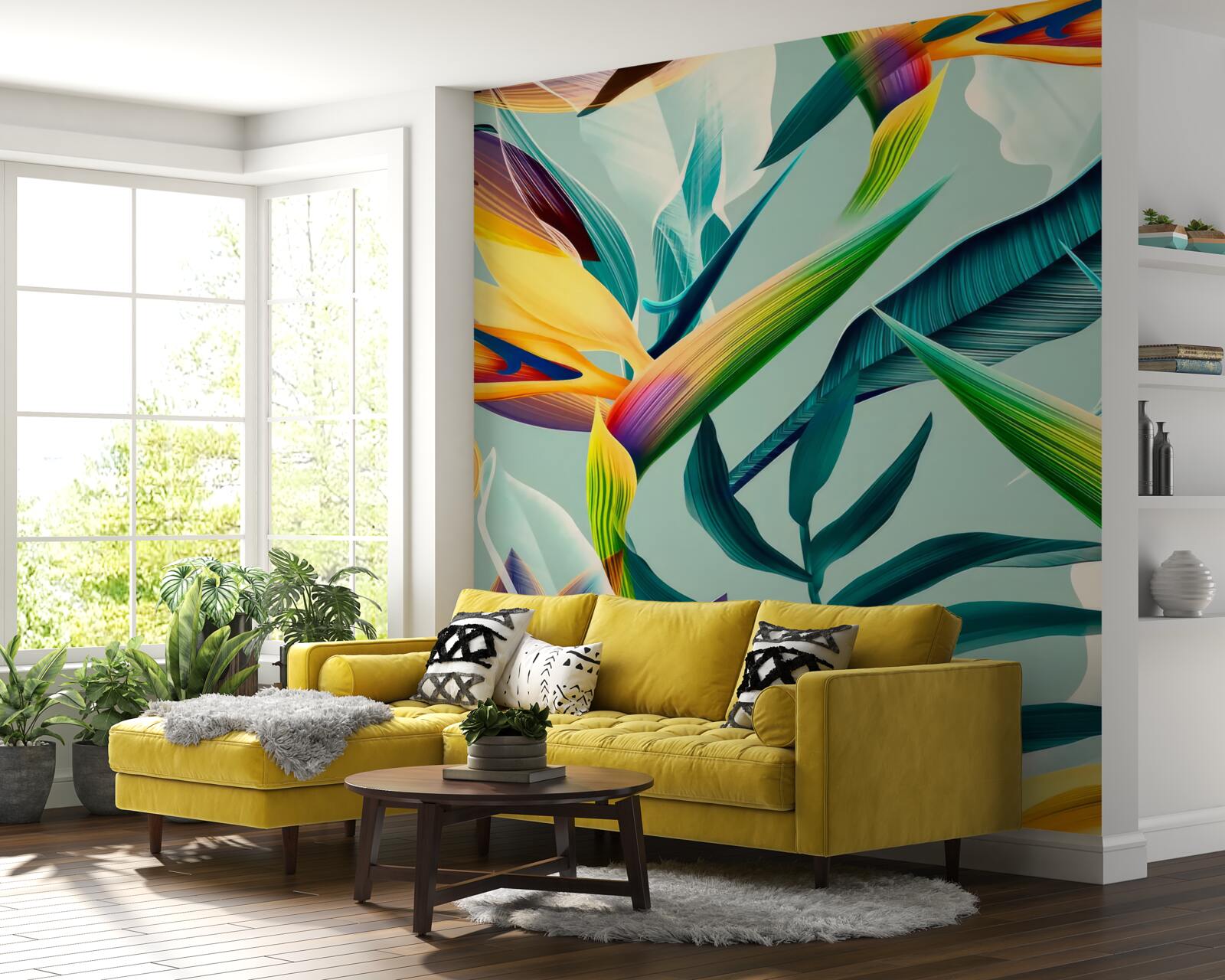 Fotobehang close-up van planten in verschillende kleuren