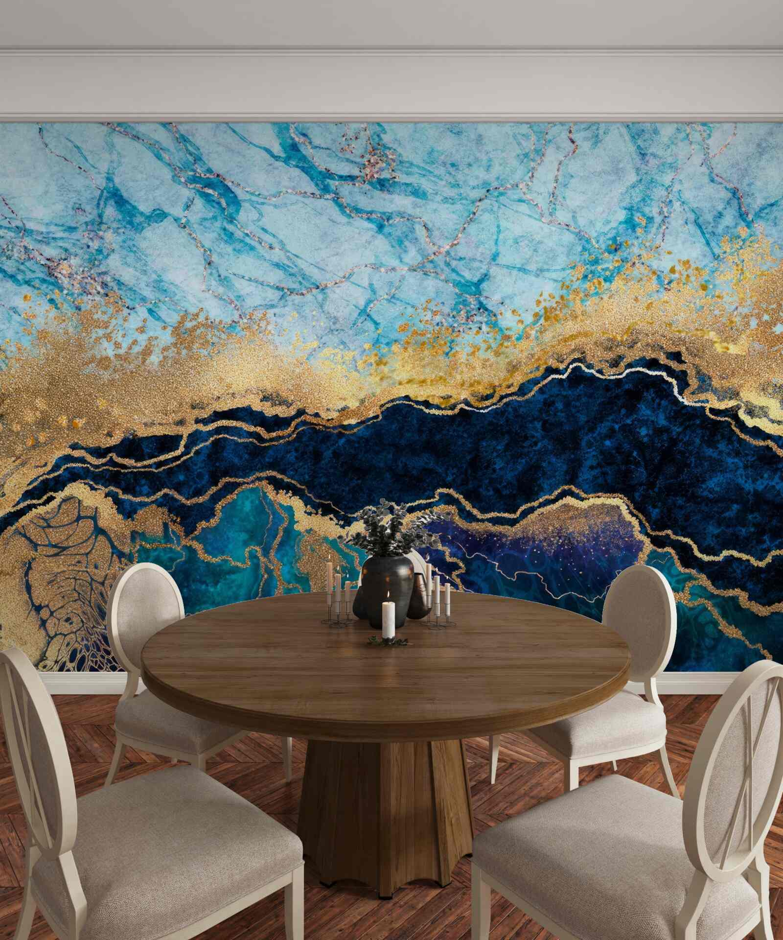 Fotobehang achtergrond met gemarmerde patronen in heldere kleuren