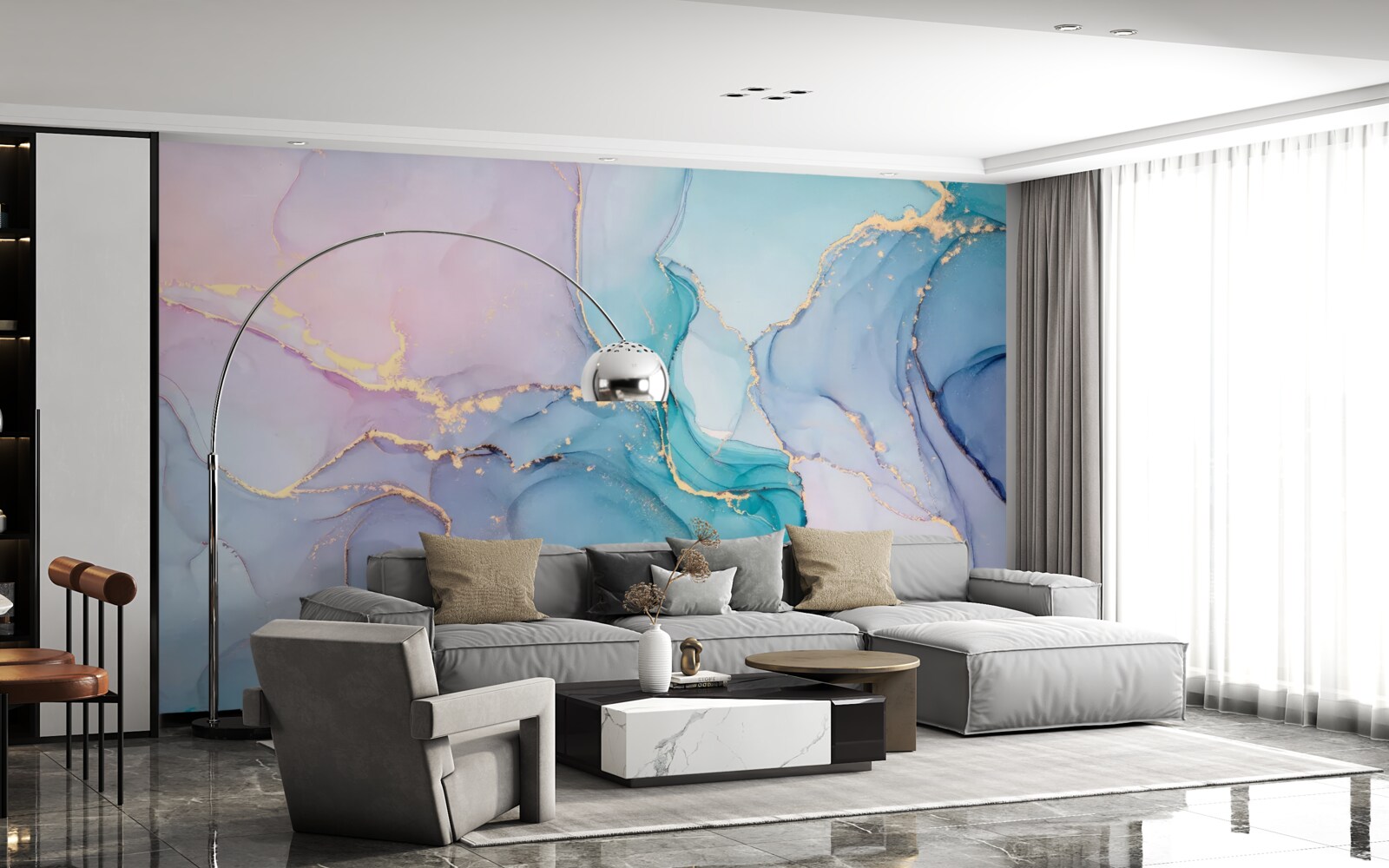 Fotobehang marmeren achtergrond in pastelkleuren