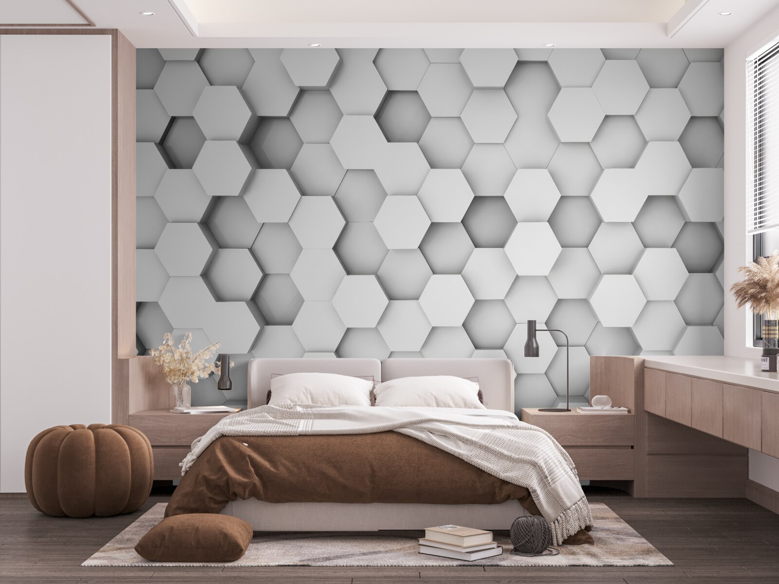 Fotobehang achtergrond van lichte zeshoeken