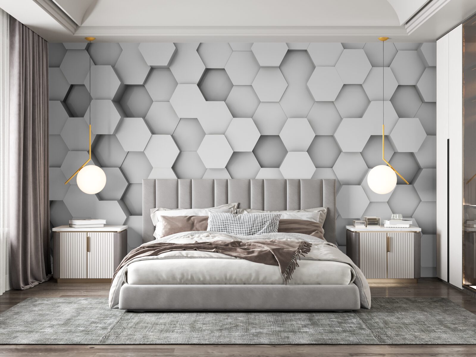 Fotobehang achtergrond van lichte zeshoeken