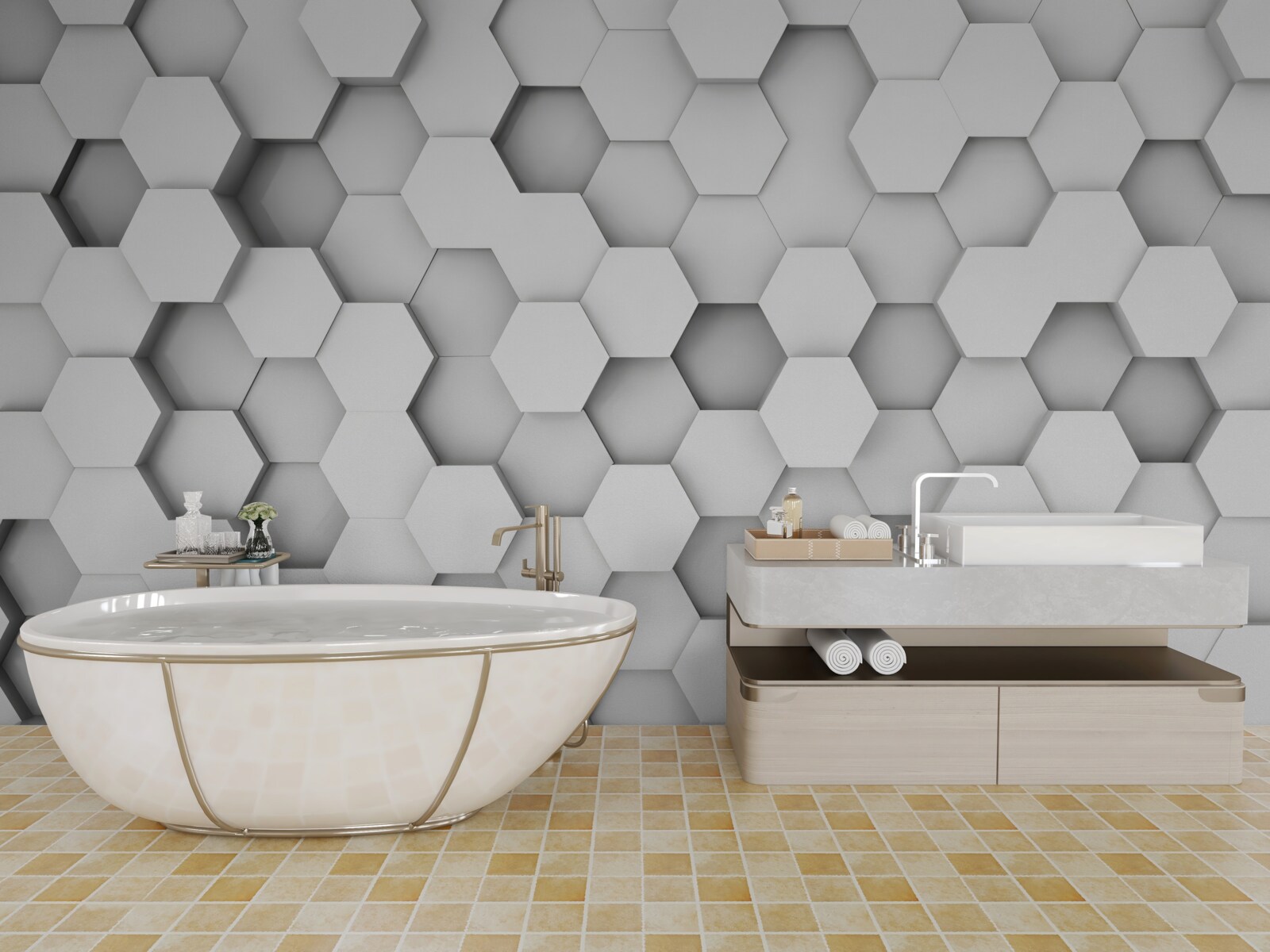 Fotobehang achtergrond van lichte zeshoeken