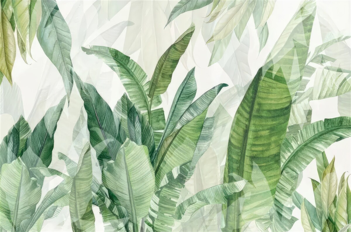 Fotobehang tropische groene bladeren