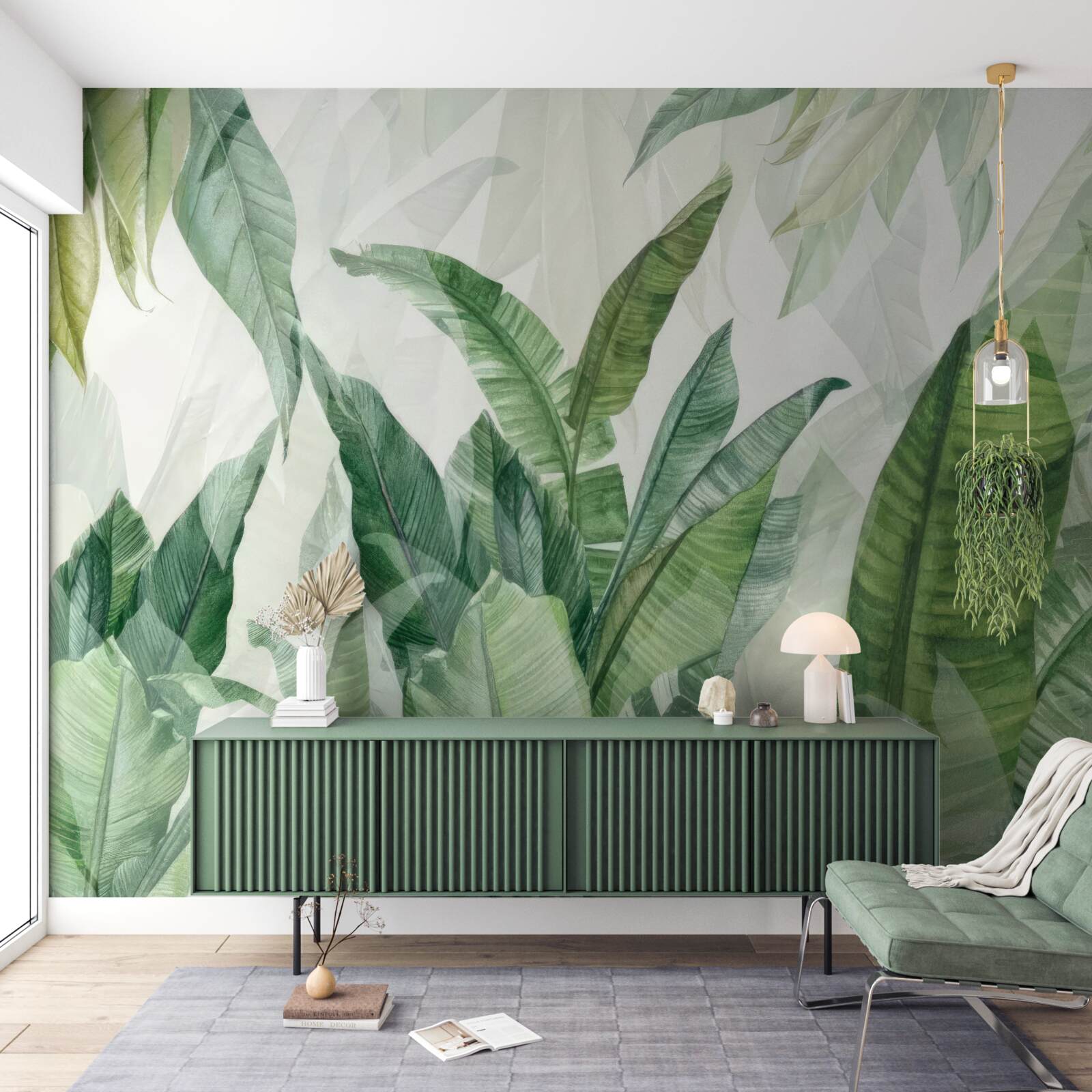 Fotobehang tropische groene bladeren