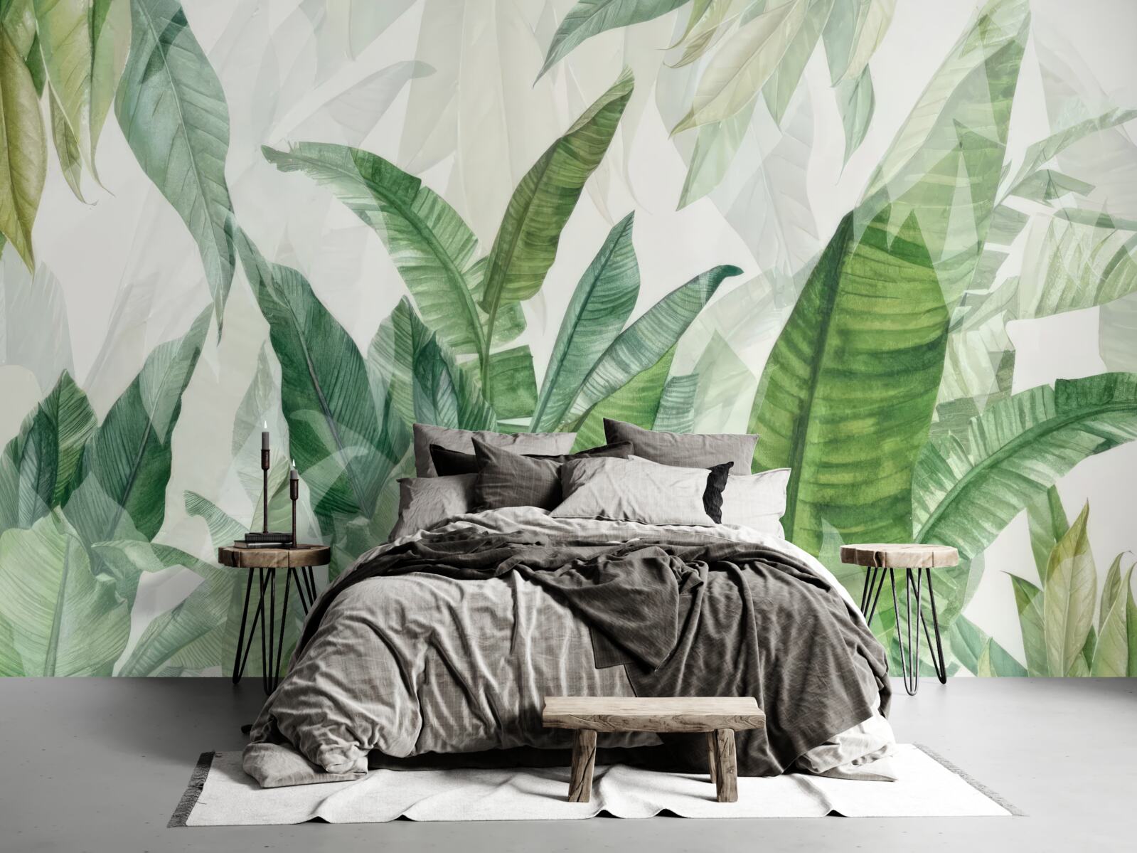 Fotobehang tropische groene bladeren