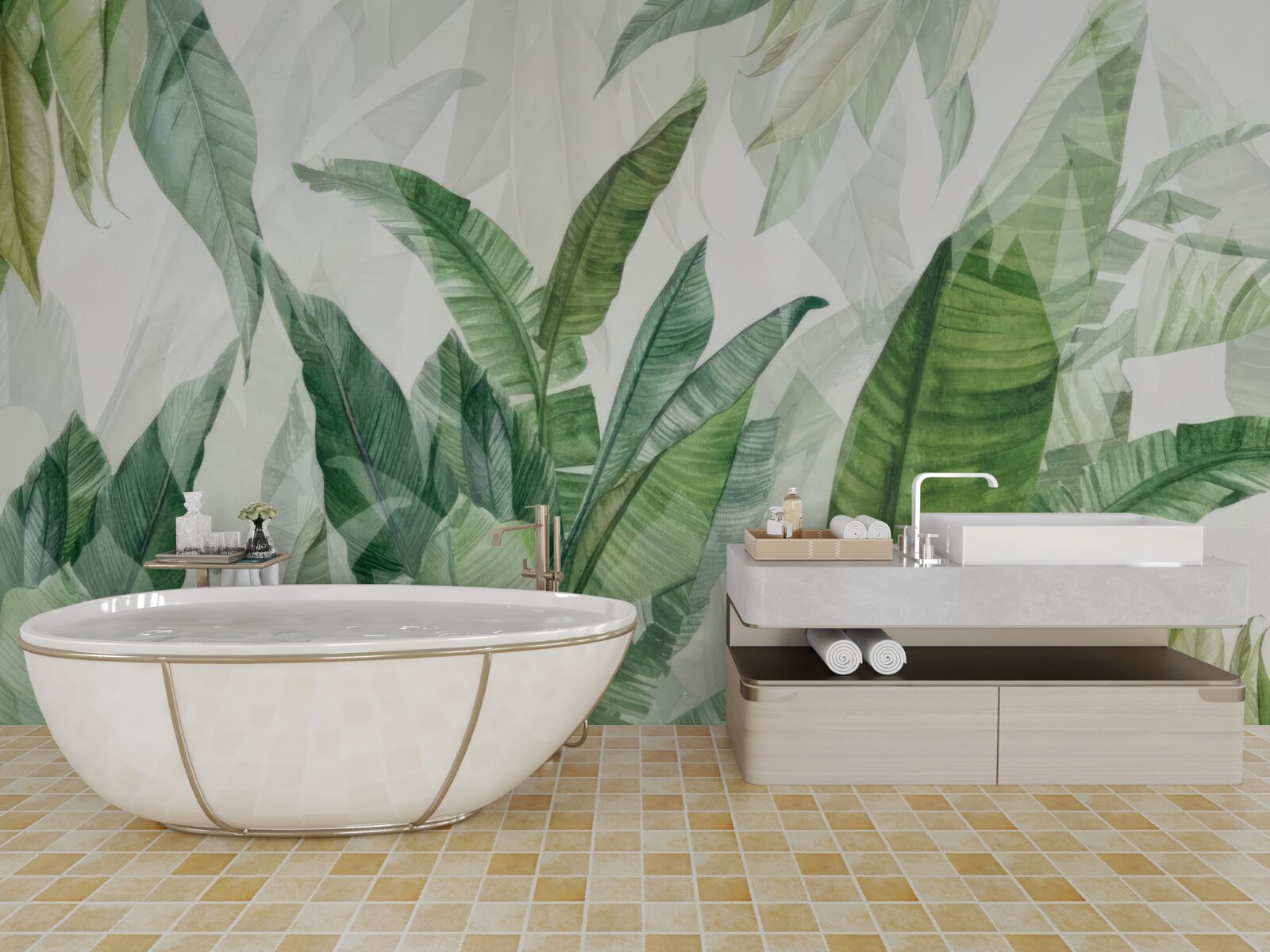 Fotobehang tropische groene bladeren