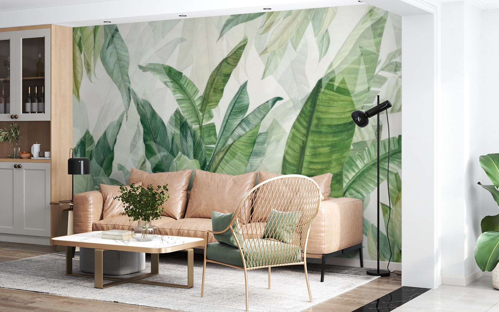 Fotobehang tropische groene bladeren