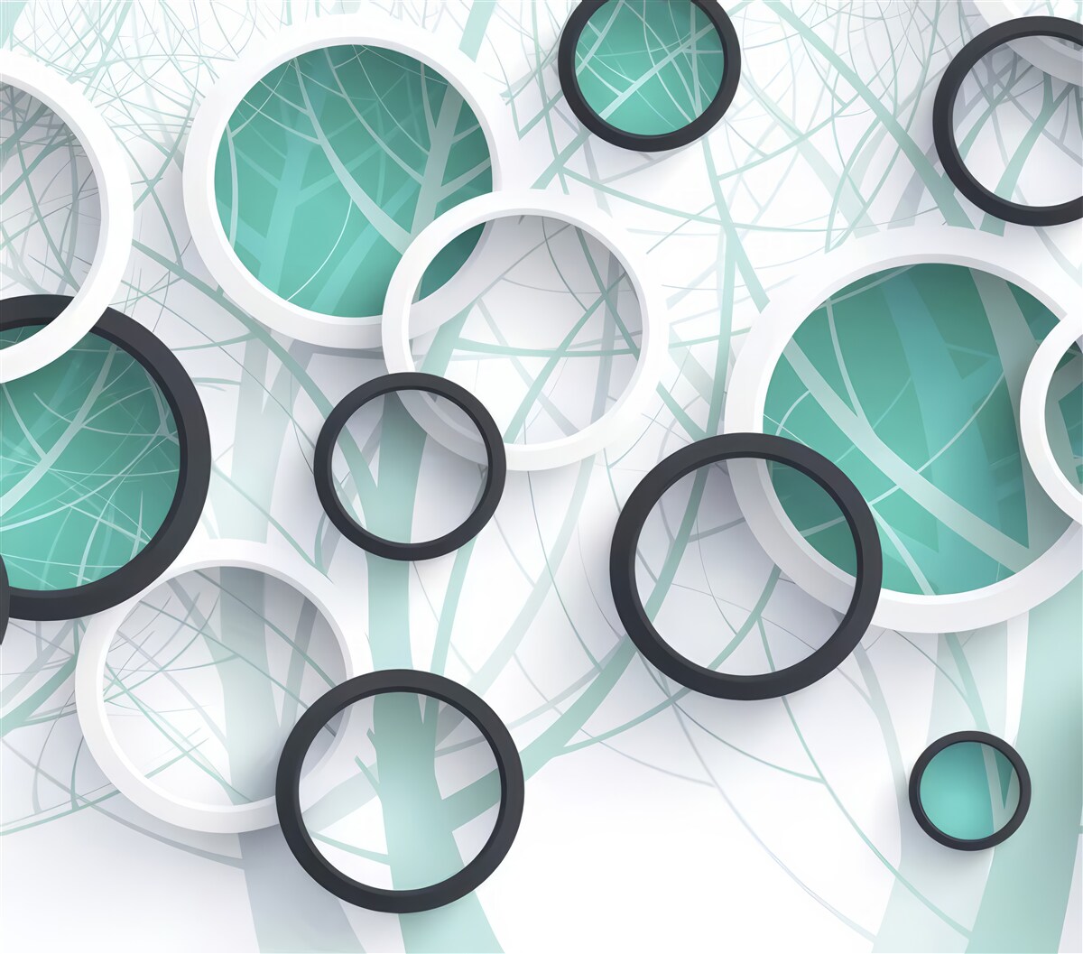 Fotobehang volumetrische wielen in zwart en wit