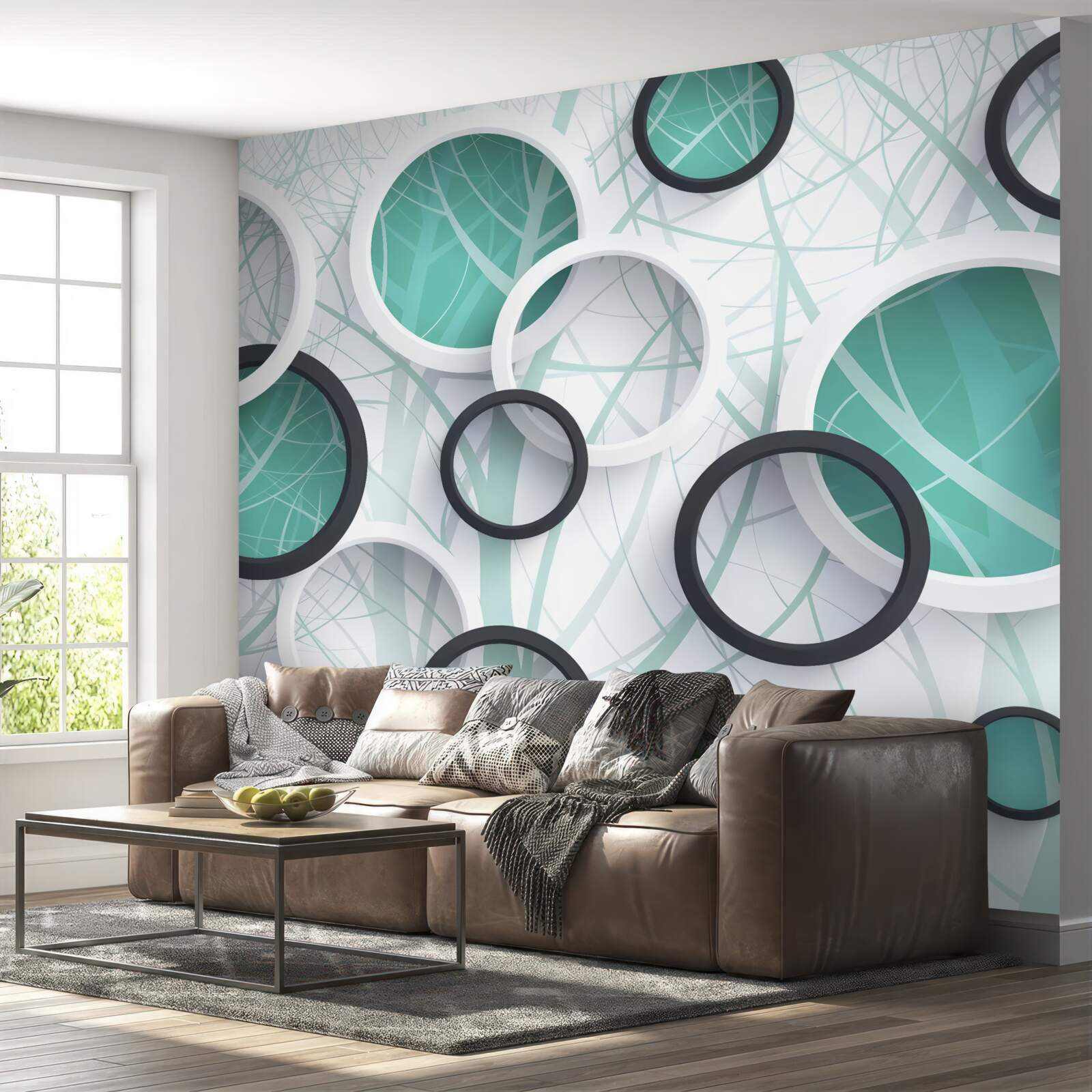 Fotobehang volumetrische wielen in zwart en wit