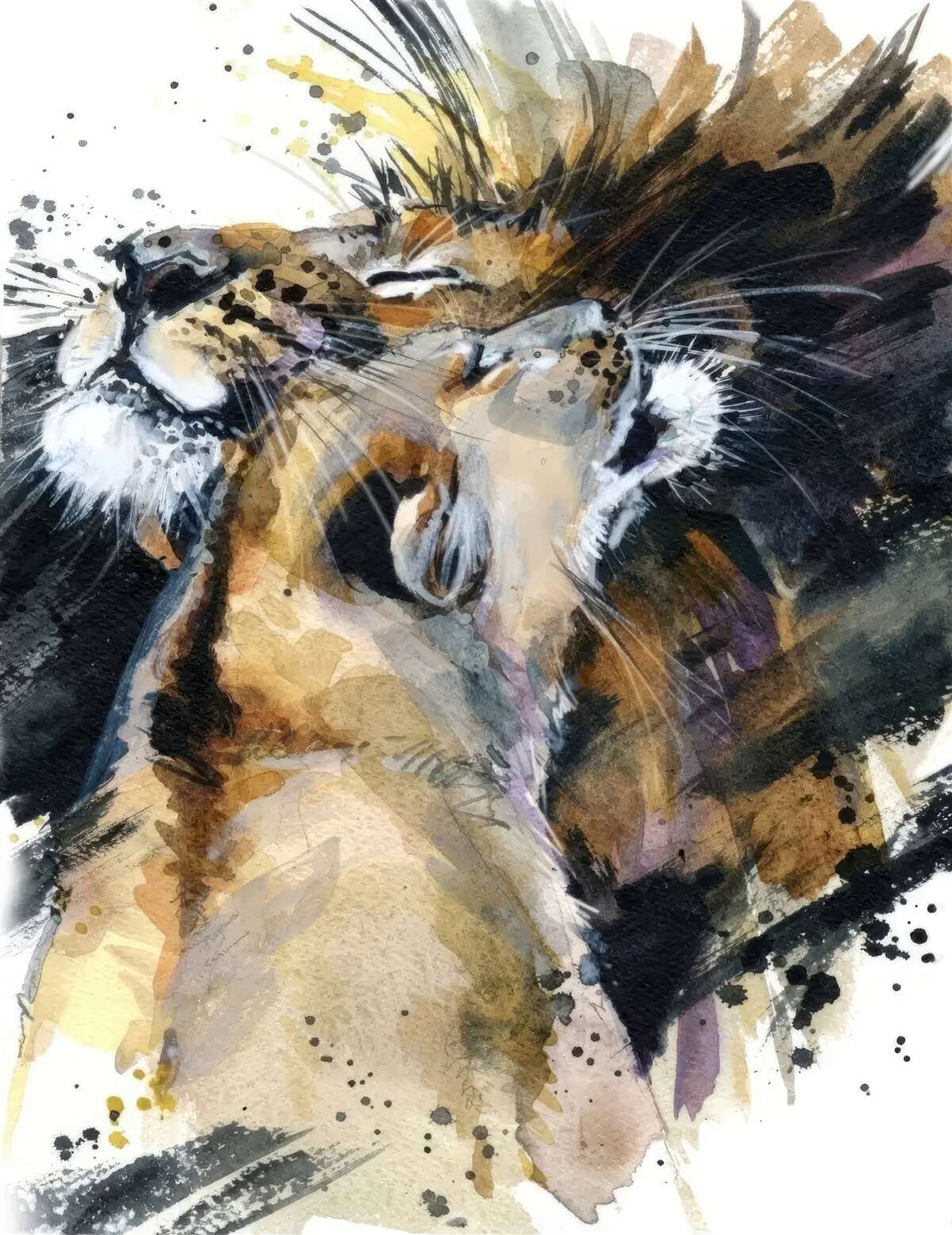 Fotobehang beelden van de leeuw en de leeuwin