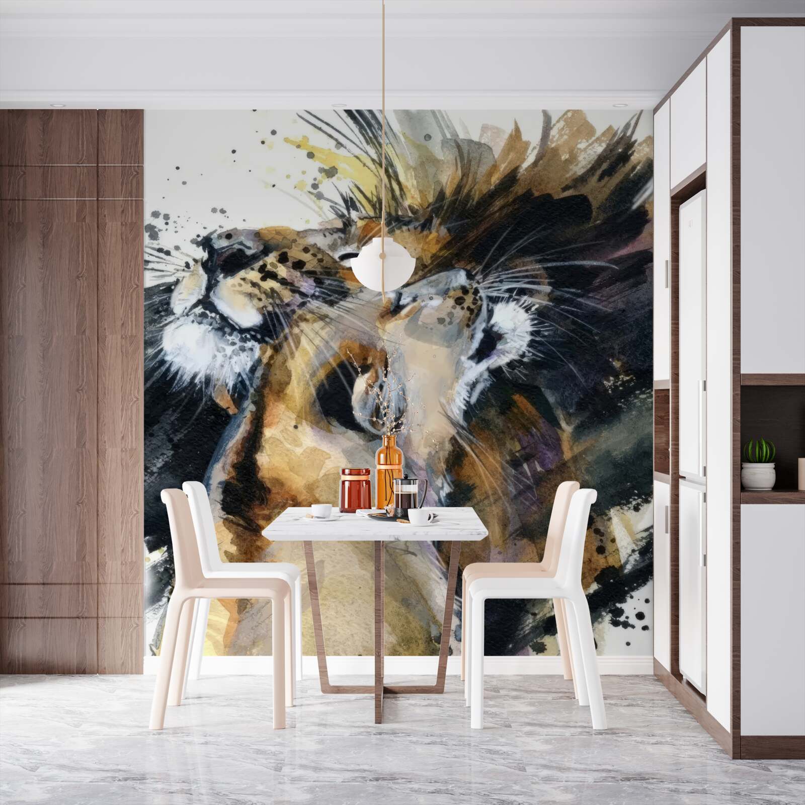 Fotobehang beelden van de leeuw en de leeuwin