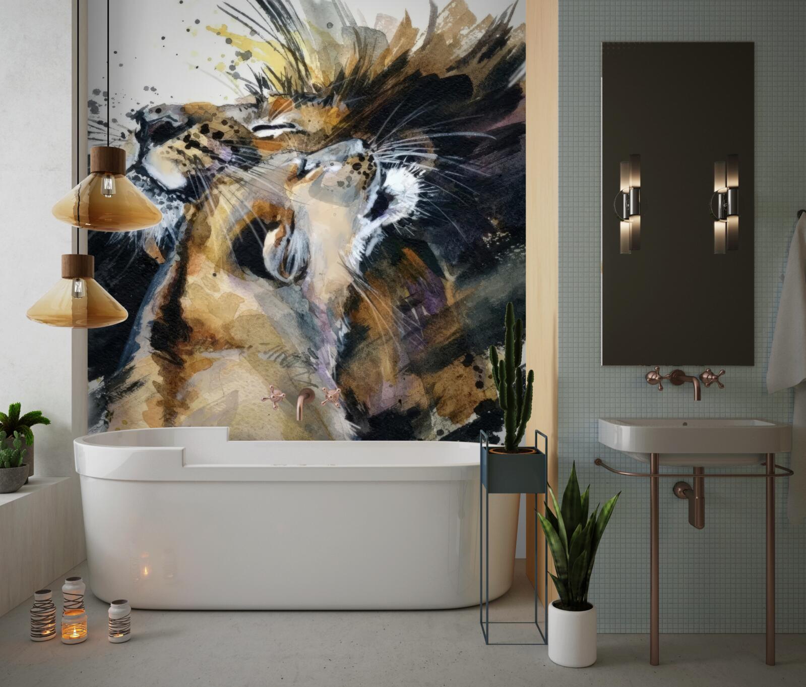 Fotobehang beelden van de leeuw en de leeuwin